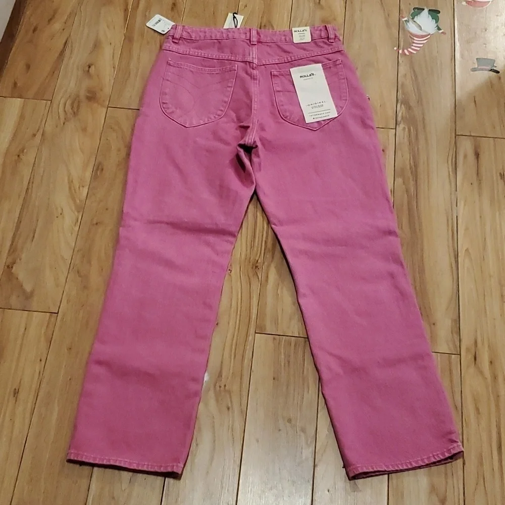 Rollas High Rise Straight Jeans - Layla Magenta